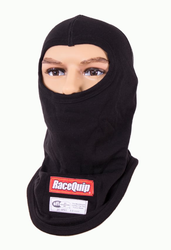 RaceQuip Fire Retardant Balaclava Head Sock - Single Layer Hood - Black - Youth - 433990
