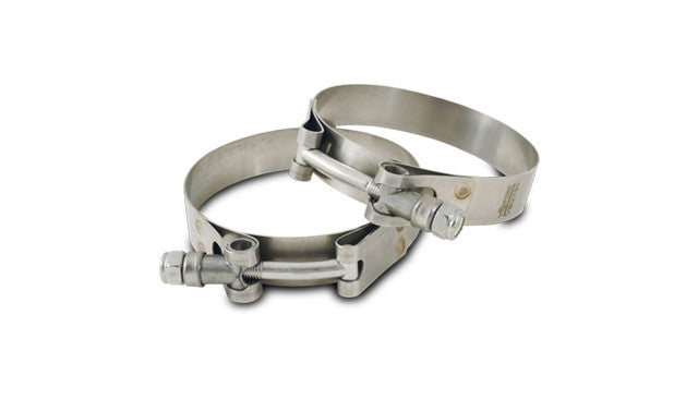 Vibrant Stainless Steel T-Bolt Clamps (Pack of 2) - For 2.25" Pipe - Clamp Range: 2.52"-2.75"  - 2792