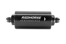 Redhorse Performance 6" Cylindrical In-Line Race Fuel Filter W/ 100 Micron S.S. Element -6AN - Black - 4651-06-2-100