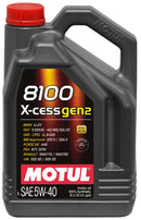 Motul 8100 5W40 X-Cess Gen2 Motor Oil - 5L (5.25qt) - 110905