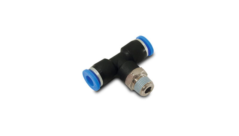 Vibrant Pneumatic Push Lock Male Tee Fitting, Tube O.D. Size: 1/4"; Male Thread Size: 1/8" NPT - 22632