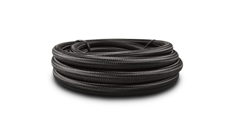 Vibrant 10ft Roll of Black Nylon Braided Flex Hose; AN Size: -4AN; Hose ID: 0.22"; - 11964