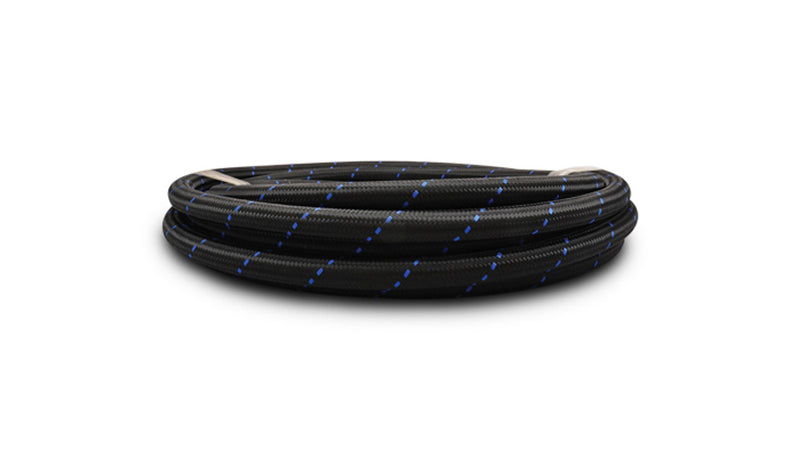 Vibrant 5ft Roll of Black Blue Nylon Braided Flex Hose; AN Size: -4AN; Hose ID 0.22" - 11984B