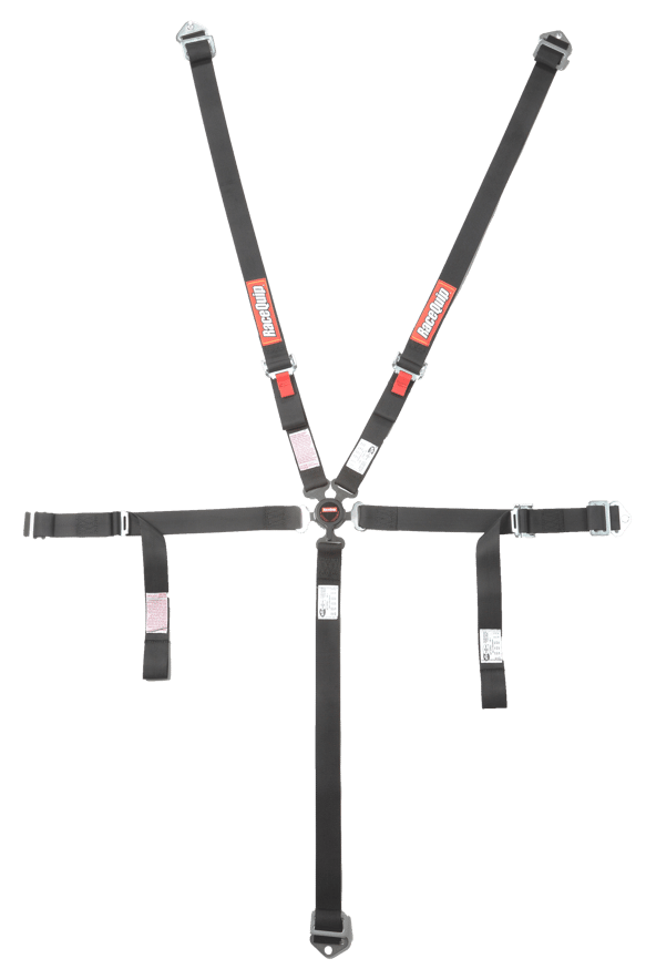 RaceQuip Youth Camlock 5 Point Racing Harness Set - Black - 2 in. Lap and Shoulder and Sub - 739009