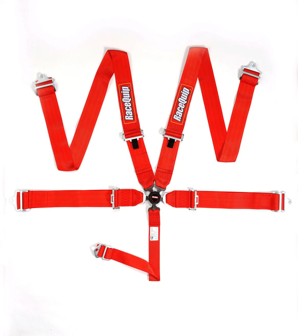 RaceQuip Camlock 5 Point Harness Set - Red - 3 in. Lap and Shoulder - 2 in. Sub - 741011