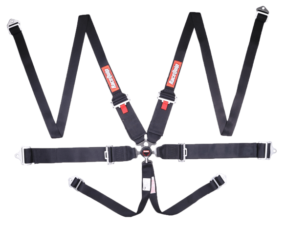 RaceQuip Camlock 6 Point HANS Harness Set - Black - 3 in. Lap - 3 in. to 2 in. Shoulder - 2 in. Sub - 746006