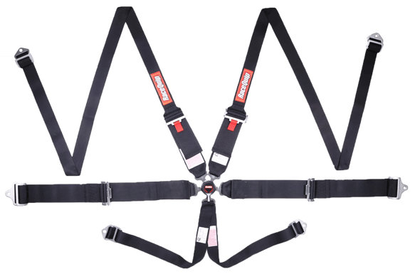 RaceQuip Camlock 6 Point HANS Harness Set - Black - 3 in. Lap - 3 in. to 2 in. Shoulder - 2 in. Sub - 747007