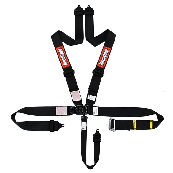 RaceQuip 5 Point Harness - Small Buckle Ratcheting Latch & Link - Black - 3 in. Lap and Shoulder - 2 in. Sub - 813003