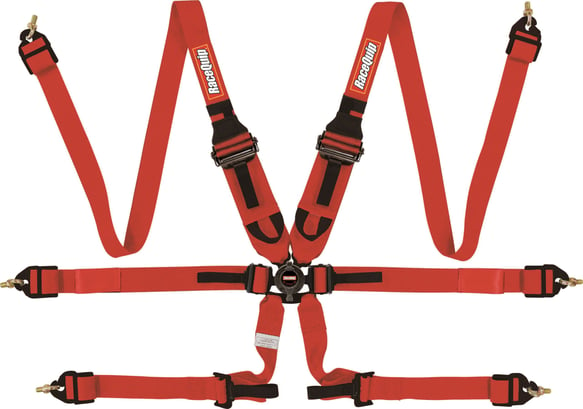 RaceQuip FIA 6 Point Camlock Harness Set - Red - 3 in. to 2 in. HANS/FHR Shoulders - 855015