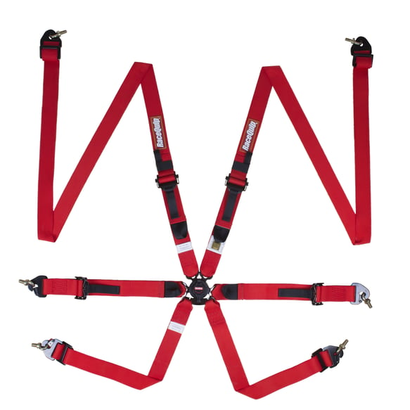 RaceQuip FIA 6 Point Camlock Harness Set - Red - 2 in. Lap and 2 in. Shoulders (for Hans/FHR) - 856016