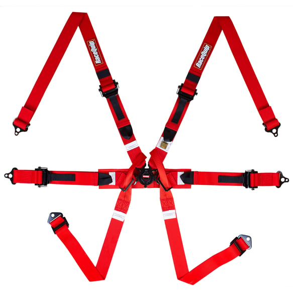 RaceQuip FIA 6 Point Camlock Harness Set - Red - 2 in. Lap and 2 in. Shoulders (for Hans/FHR) - 857017