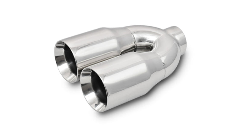 Vibrant Dual 3.5" Round Stainless Steel Tips (Double Wall, Straight Cut)  - 1339