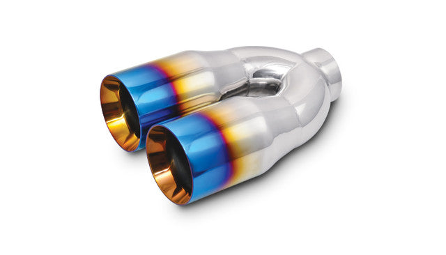 Vibrant Dual 3.5" Round Stainless Steel Tips with Burnt Blue Finish  - 1339B