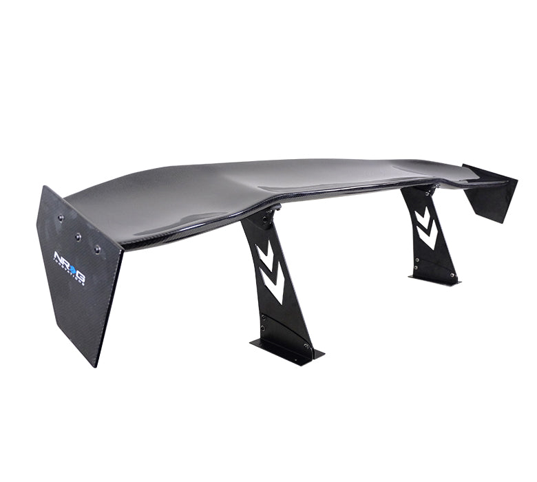 NRG Carbon Fiber Spoiler - Universal (69") w/NRG logo w/ Stand cut out / Large Side Plate - CARB-A691NRG