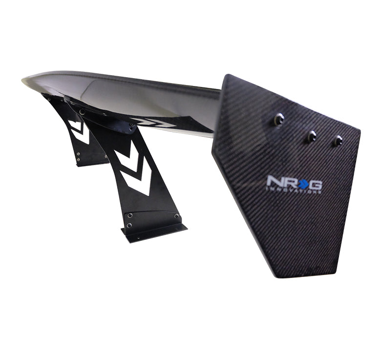 NRG Carbon Fiber Spoiler - Universal (69") w/NRG logo w/ Stand cut out / Large Side Plate - CARB-A691NRG