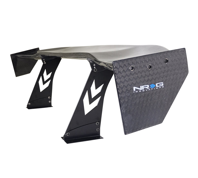 NRG Carbon Fiber Spoiler - Universal (69") w/ Diamond Weave Honey Weavw/NRG logo w/ Stand cut out / Large Side Plate - CARB-A692NRG