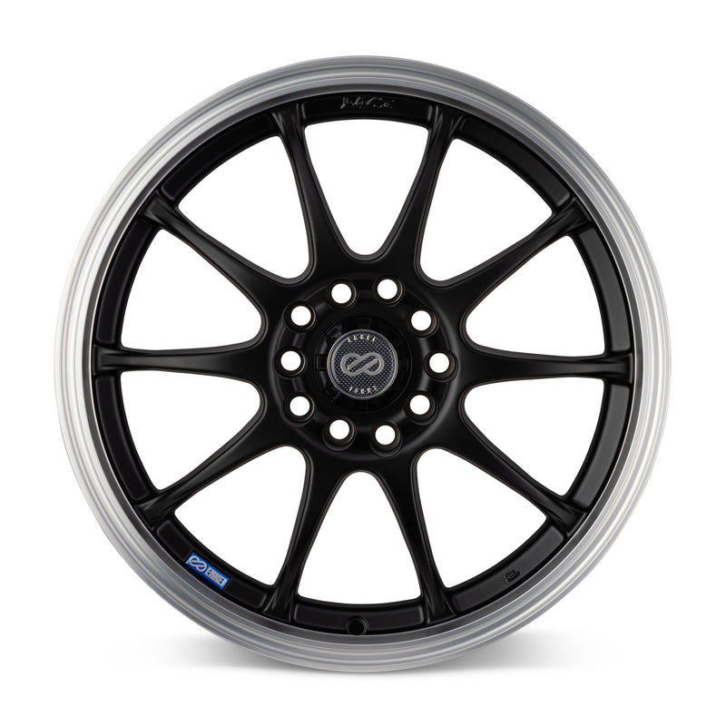 Enkei J10 18x7.5 4x100/114 42mm Offset 72.62mm Bore Dia Matte Black w/ Machined Lip Wheel - 409-875-10BK
