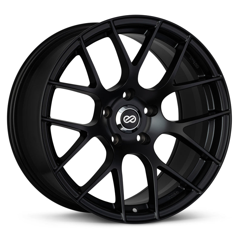 Enkei Raijin 18x8.5 38mm Offset 5x120 Bolt Pattern 72.6 Bore Diameter Matte Black Wheel - 467-885-1238BK
