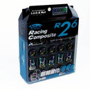 Project Kics Racing Composite R26 Open Lug Nut w/ Locks 16+4 - Chrome Neon