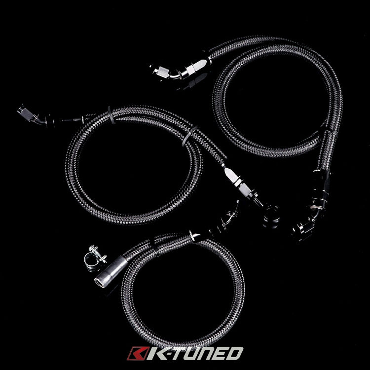 K-Tuned 6AN Fuel System used with OEM Fuel Filter/Silver Rail/FPR/Gauge/Wrench - FLK-OF-BRS