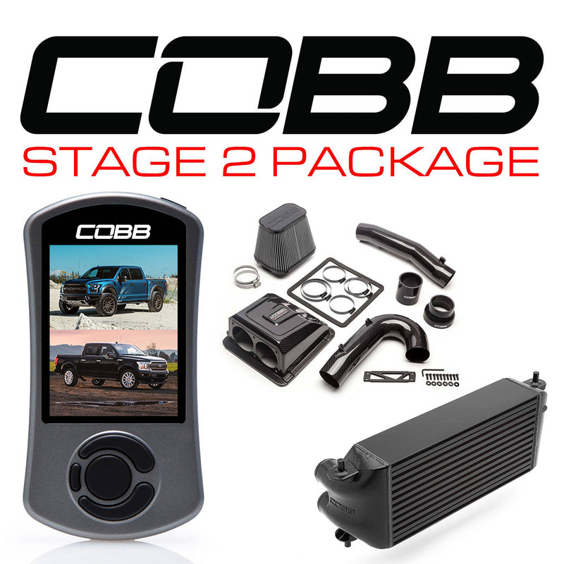 Cobb Tuning  Ford Stage 2 Redline Carbon Fiber Power Package Black (Factory Location Intercooler) F-150 Ecoboost Raptor / Limited - FOR0050S20BK-RED