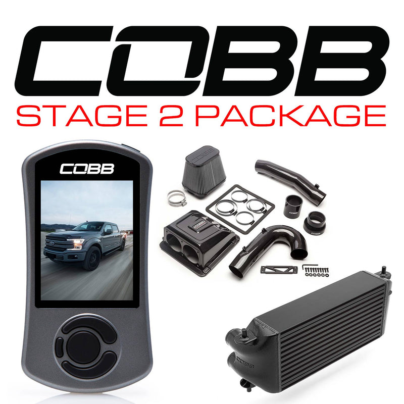 Cobb Tuning  Ford Stage 2 Redline Carbon Fiber Power Package Black (Factory Location Intercooler) with TCM F-150 Ecoboost 3.5L 2017-2019 - FOR0060S20BK-TCM-RED