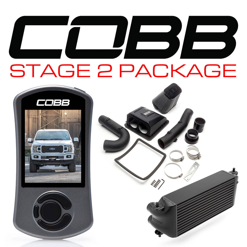 Cobb Tuning  Ford Stage 2 Power Package Black (Factory Location Intercooler) F-150 2.7L 2018-2020 - FOR0080S20BK