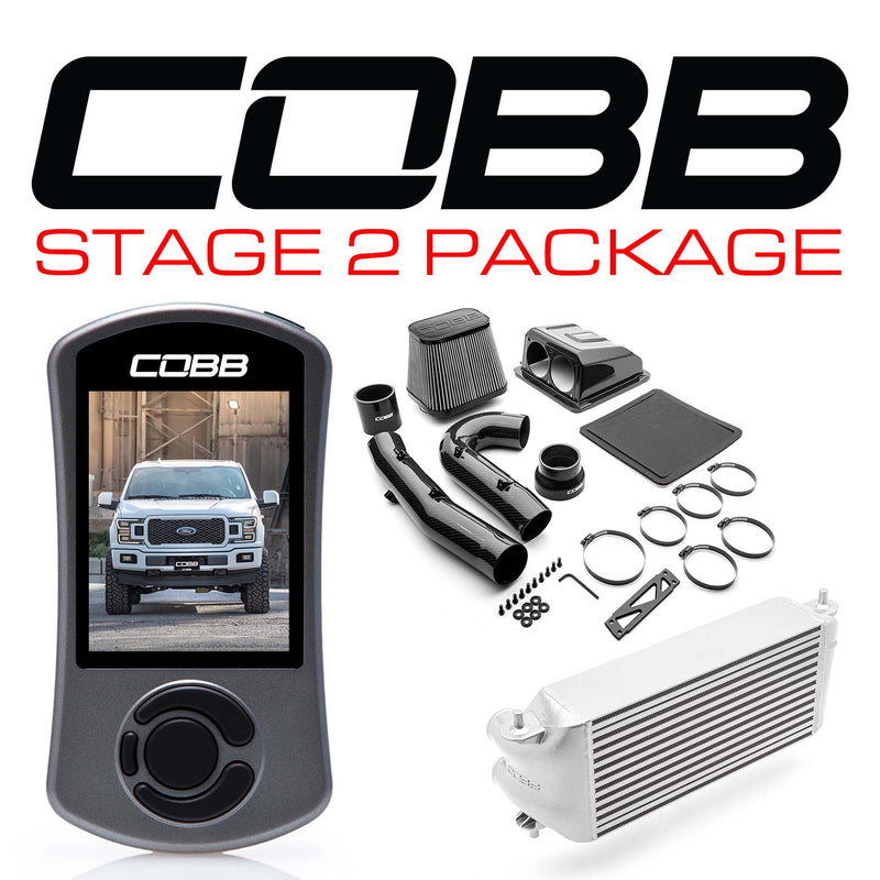 Cobb Tuning  Ford Stage 2 Redline Carbon Fiber Power Package Silver (Factory Location Intercooler) F-150 2.7L 2018-2020 - FOR0080S20SL-RED