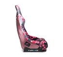 NRG FRP Fiberglass Bucket Seat PRISMA- Japanese Cherry Blossom edition in vegan material with pink pearlized back plus phone pockets. (Large) - FRP-302-SAKURA