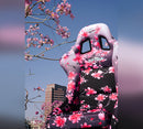 NRG FRP Fiberglass Bucket Seat PRISMA- Japanese Cherry Blossom edition in vegan material with pink pearlized back plus phone pockets. (Large) - FRP-302-SAKURA