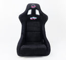 NRG FRP Fiberglass Bucket Seat ULTRA Edition with peralized back, Black alcantara material, phone pockets and special ultra embroidery (Large) - FRP-302BK-ULTRA
