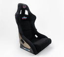 NRG FRP Fiberglass Bucket Seat ULTRA Edition with peralized back, Black alcantara material, phone pockets and special ultra embroidery (Large) - FRP-302BK-ULTRA