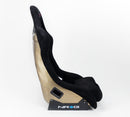 NRG FRP Fiberglass Bucket Seat ULTRA Edition with peralized back, Black alcantara material, phone pockets and special ultra embroidery (Large) - FRP-302BK-ULTRA