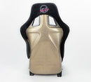 NRG FRP Fiberglass Bucket Seat ULTRA Edition with peralized back, Black alcantara material, phone pockets and special ultra embroidery (Large) - FRP-302BK-ULTRA