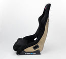 NRG FRP Fiberglass Bucket Seat ULTRA Edition with peralized back, Black alcantara material, phone pockets and special ultra embroidery (Large) - FRP-302BK-ULTRA