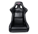 NRG FRP Fiberglass Bucket Seat PRISMA Edition with pearlized back. All Black PVC vegan material. (Large) - FRP-302BK-V