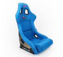NRG FRP Fiberglass Bucket Seat ULTRA Edition with peralized back, Blue Alcantara material, phone pockets and special ultra embroidery (Large) - FRP-302BL-ULTRA