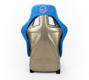 NRG FRP Fiberglass Bucket Seat ULTRA Edition with peralized back, Blue Alcantara material, phone pockets and special ultra embroidery (Large) - FRP-302BL-ULTRA