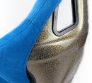 NRG FRP Fiberglass Bucket Seat ULTRA Edition with peralized back, Blue Alcantara material, phone pockets and special ultra embroidery (Large) - FRP-302BL-ULTRA