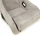 NRG FRP Fiberglass Bucket Seat ULTRA Edition with Grey peralized back, Grey Alcantara material, phone pockets and special ultra embroidery (Medium) - FRP-302GY-ULTRA