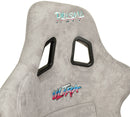 NRG FRP Fiberglass Bucket Seat ULTRA Edition with Grey peralized back, Grey Alcantara material, phone pockets and special ultra embroidery (Medium) - FRP-302GY-ULTRA