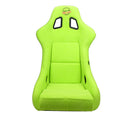 NRG FRP Fiberglass Bucket Seat PRISMA Edition with pearlized back. All Neon Green alcantara vegan material w/ phone pockets. (Medium) - FRP-303NG-PRISMA