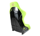 NRG FRP Fiberglass Bucket Seat PRISMA Edition with pearlized back. All Neon Green alcantara vegan material w/ phone pockets. (Large) - FRP-302NG-PRISMA