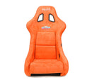 NRG FRP Fiberglass Bucket Seat ULTRA Edition with Grey peralized back, Orange vegan micro fiber material, phone pockets and special ultra embroidery (Large) - FRP-302OR-ULTRA