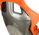 NRG FRP Fiberglass Bucket Seat ULTRA Edition with Grey peralized back, Orange vegan micro fiber material, phone pockets and special ultra embroidery (Large) - FRP-302OR-ULTRA