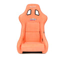 NRG FRP Fiberglass Bucket Seat ULTRA Edition with Grey peralized back, Peach vegan micro fiber material, phone pockets and special ultra embroidery (Large) - FRP-302PH-ULTRA