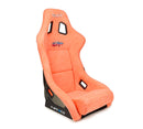 NRG FRP Fiberglass Bucket Seat ULTRA Edition with Grey peralized back, Peach vegan micro fiber material, phone pockets and special ultra embroidery (Large) - FRP-302PH-ULTRA