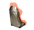 NRG FRP Fiberglass Bucket Seat ULTRA Edition with Grey peralized back, Peach vegan micro fiber material, phone pockets and special ultra embroidery (Large) - FRP-302PH-ULTRA
