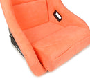 NRG FRP Fiberglass Bucket Seat ULTRA Edition with Grey peralized back, Peach vegan micro fiber material, phone pockets and special ultra embroidery (Large) - FRP-302PH-ULTRA