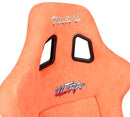 NRG FRP Fiberglass Bucket Seat ULTRA Edition with Grey peralized back, Peach vegan micro fiber material, phone pockets and special ultra embroidery (Large) - FRP-302PH-ULTRA